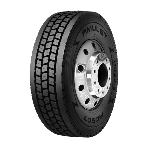 Amulet AD507 closed-shoulder drive tire — official Amulet product render