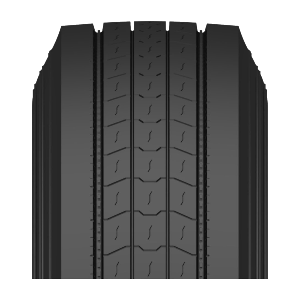 Invovic FM303 steer and all-position tread: five continuous ribs split by four circumferential grooves