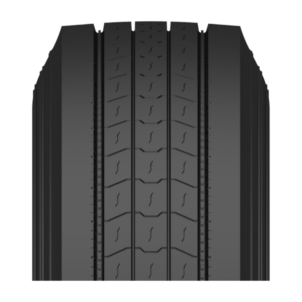 Invovic FM303 steer and all-position tread: five continuous ribs split by four circumferential grooves